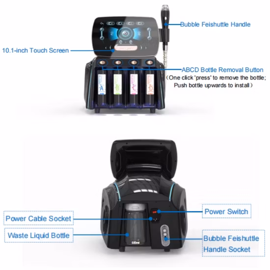 Machine de beauté de nettoyage en profondeur du visage Petites bulles Traitement des points noirs d'acné Blanchiment de la peau Jet d'oxygène de l'eau Peeling Équipement de beauté pour salon